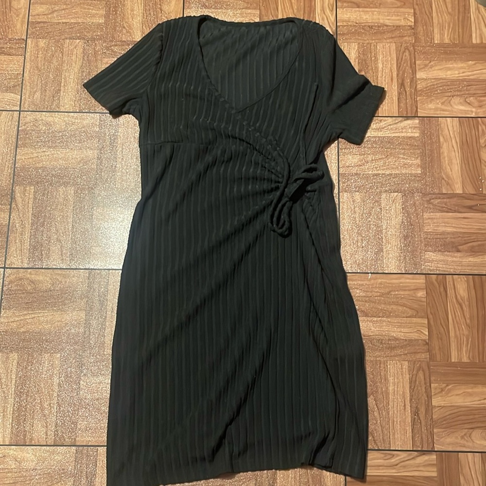 Soft Ribbed Dress with Faux Side Tie